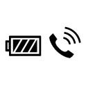Un ícono de batería y un ícono de teléfono con tres líneas curvas sobre él