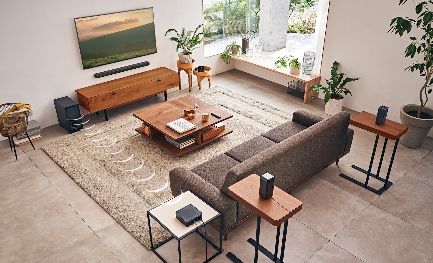 Vista cenital de la HT-S40R en una sala